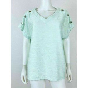 NWT Jones New York Women's Button Embellished Top Mint Size L $50 D231